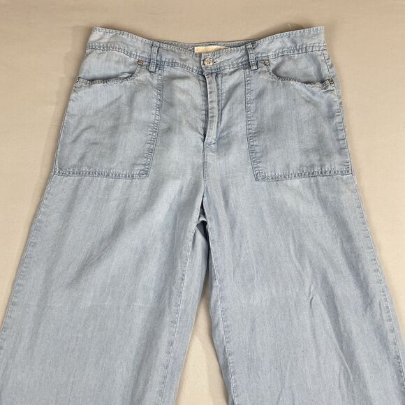MICHAEL Michael Kors Wide-Leg Chambray Pants Women's M Cadet Wash Denim Pastel - Picture 3 of 16